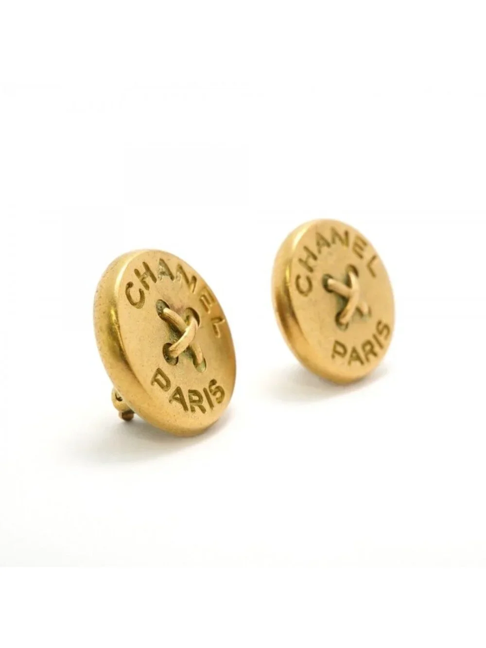 Chanel Earrings Vintage Logo Round